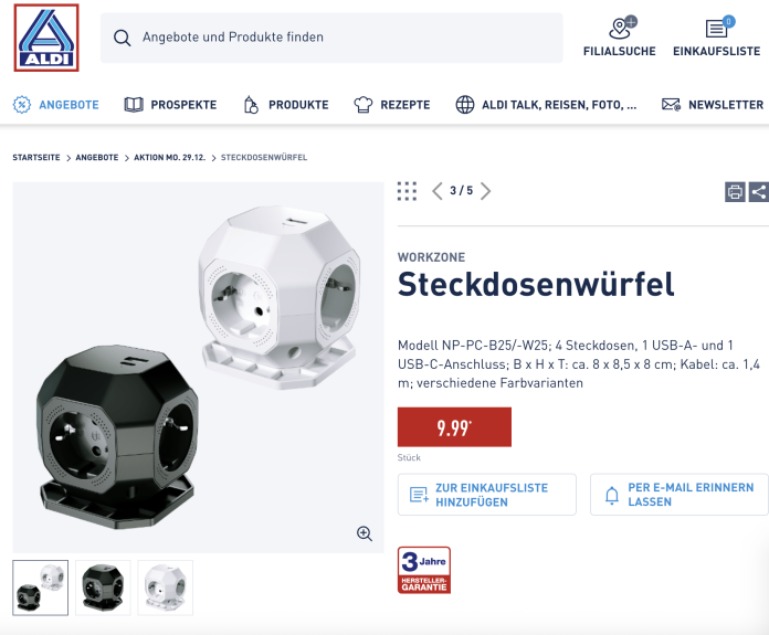 Steckdosenwürfel von Aldi